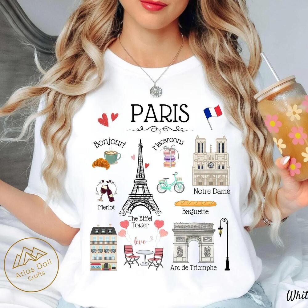 Paris Shirt, Eiffel Tower French Landmarks T Shirt